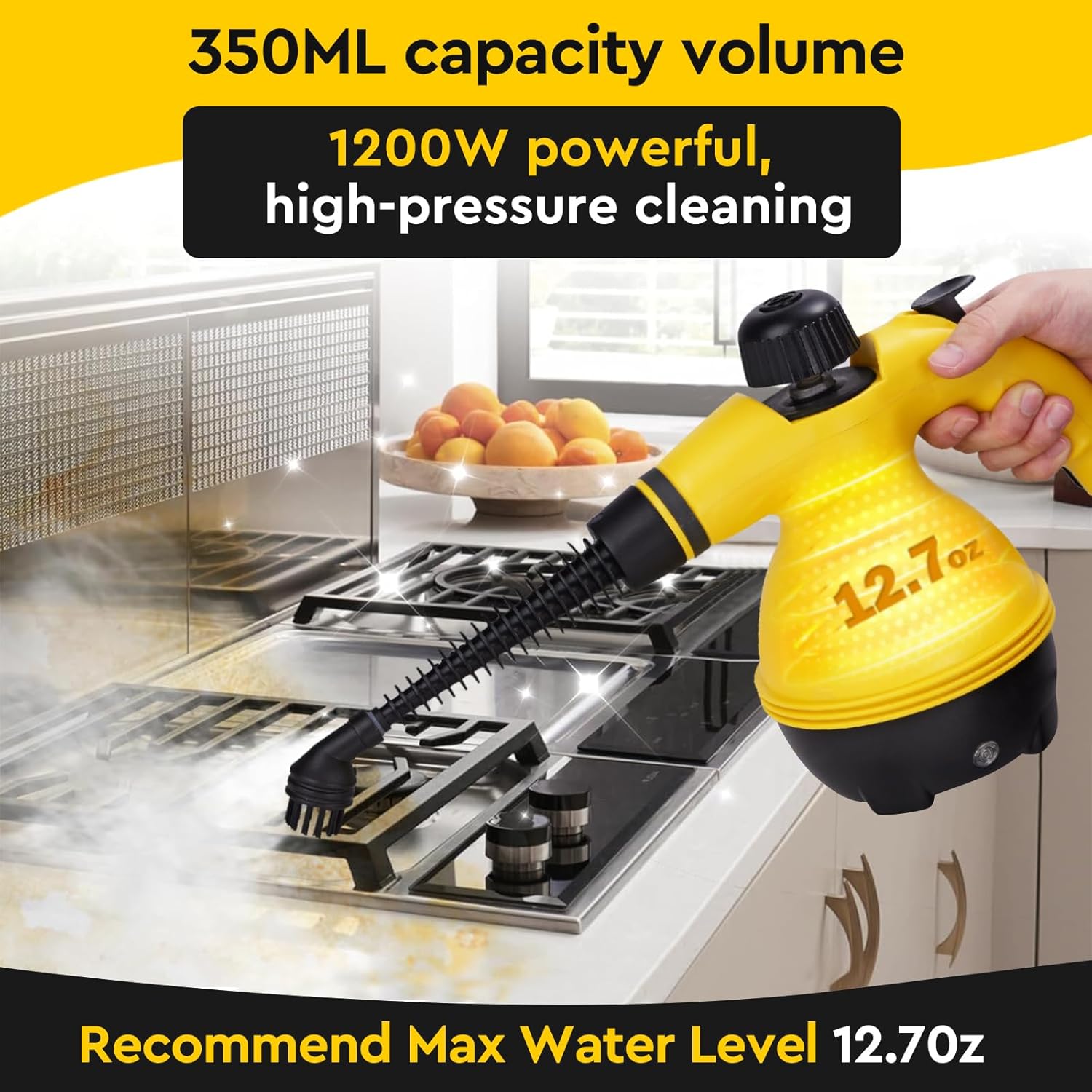 Multi-Purpose Handheld Pressurized Steam Cleaner for Home and Auto Cleaning
