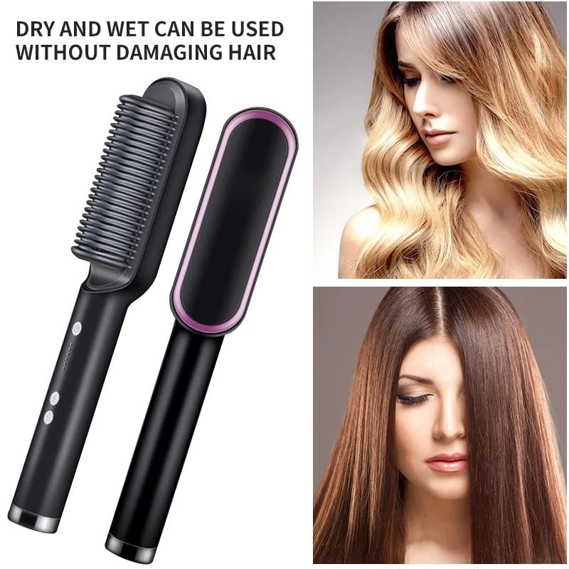 Multifunctional Hair Straightener Brush | Heating Curler, Straightener & Styler Comb for Hair