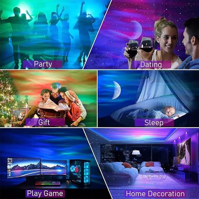 LED Projector Light – Galaxy Star Projector 3 in 1 Aurora Effects with Bluetooth, White Noise Nawazia