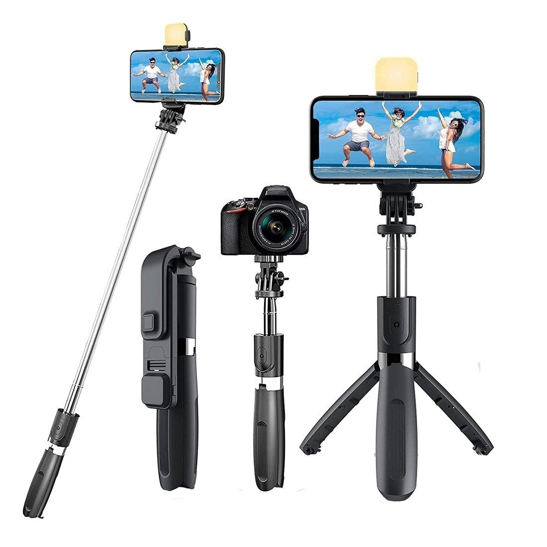 R1S Mobile Selfie Stick with Tripod & LED Light