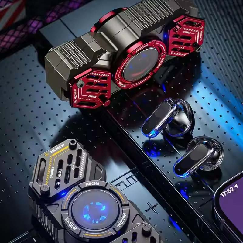 Fidget Spinner Earphones – Glow in the Dark, High-Speed Silent Spin, Metal Gear Design, Stress Relief & Entertainment for Kids and Adults Nawazia