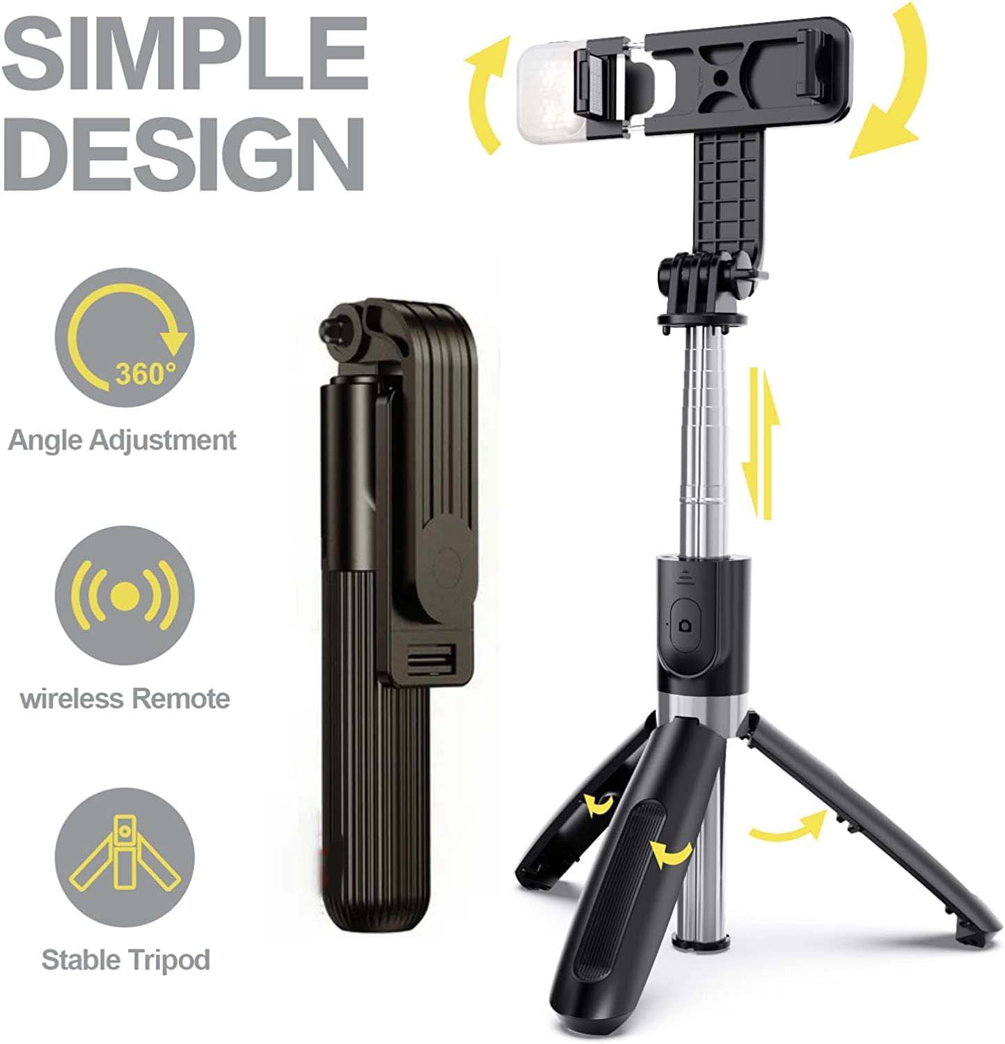 Selfie Stick Tripod D-10 | 360° Rotating Mini Live Broadcast Tripod | Stable Support for Live Streams, Virtual Meetings & Video Call