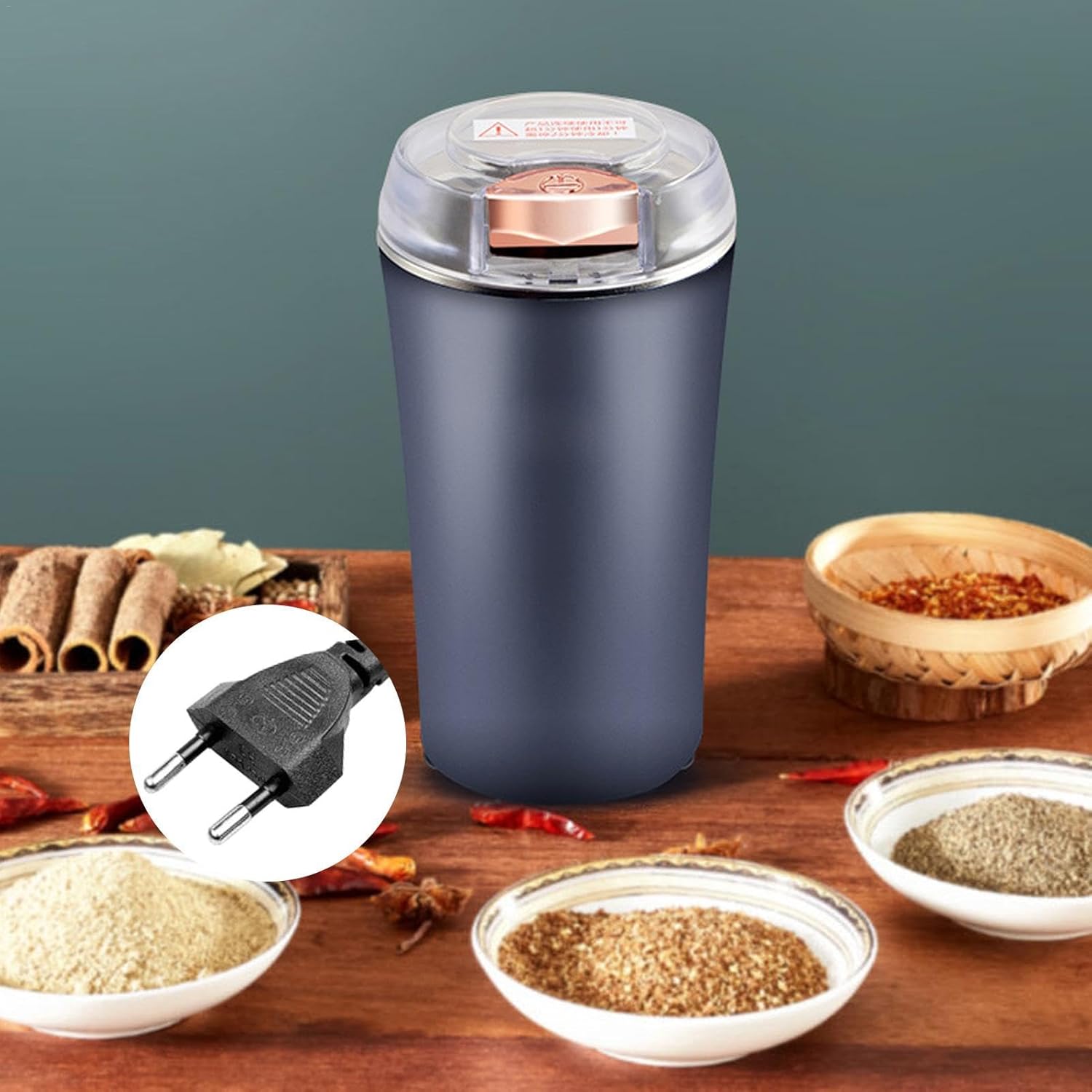 Small Stainless Steel Coffee Grinder - Powerful Electric Spice & Coffee Bean Grinder for Home