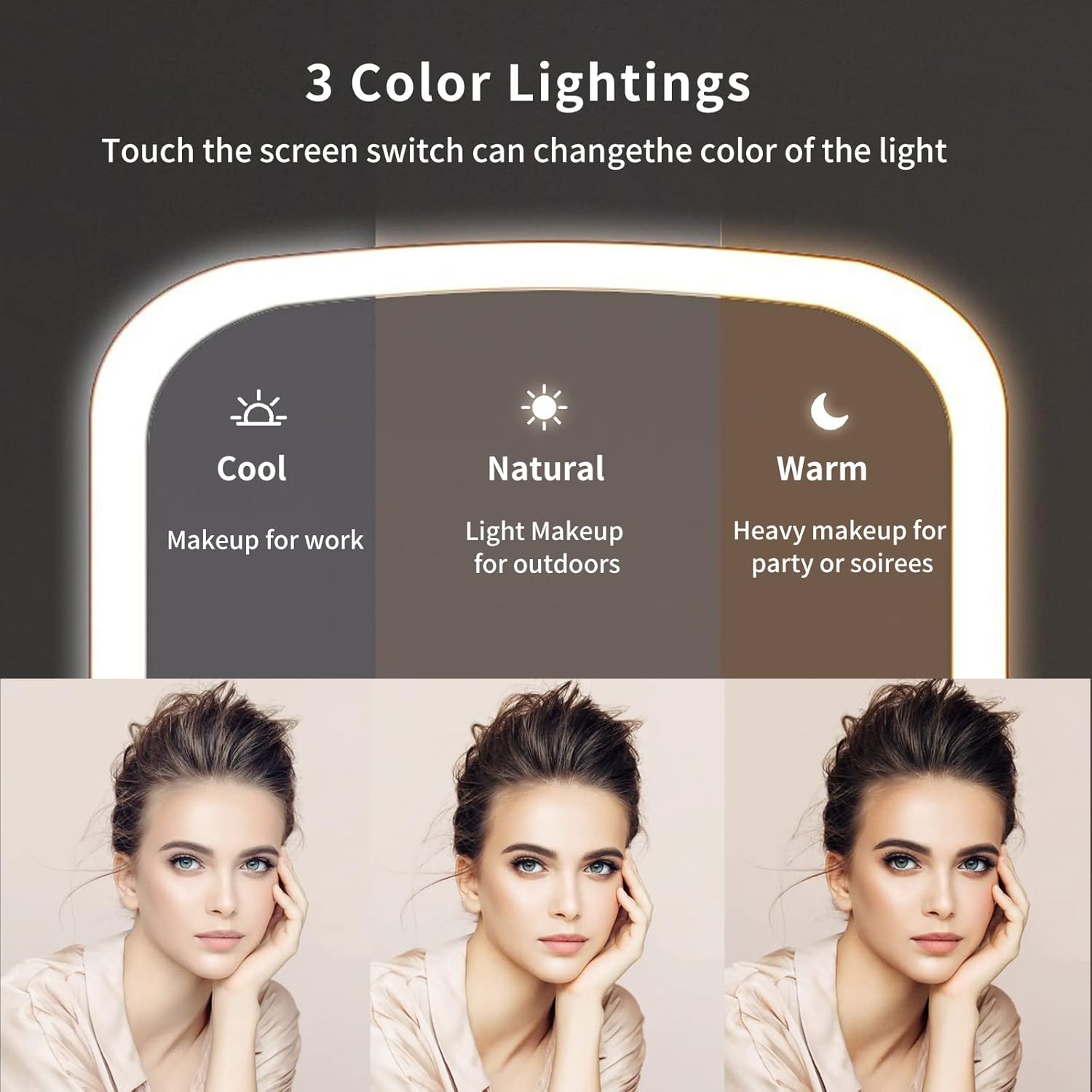 USB Rechargeable 2400mAh Battery, Portable Travel Mirror - Pink