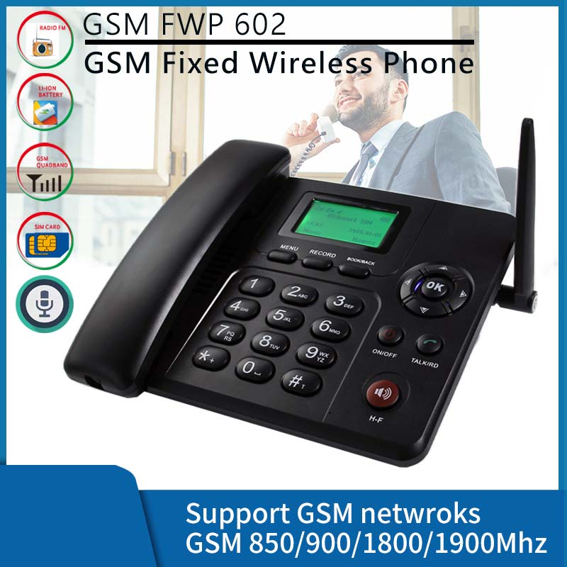 Wireless GSM Desk Phone with Dual SIM, SMS Function, and Cordless Handset