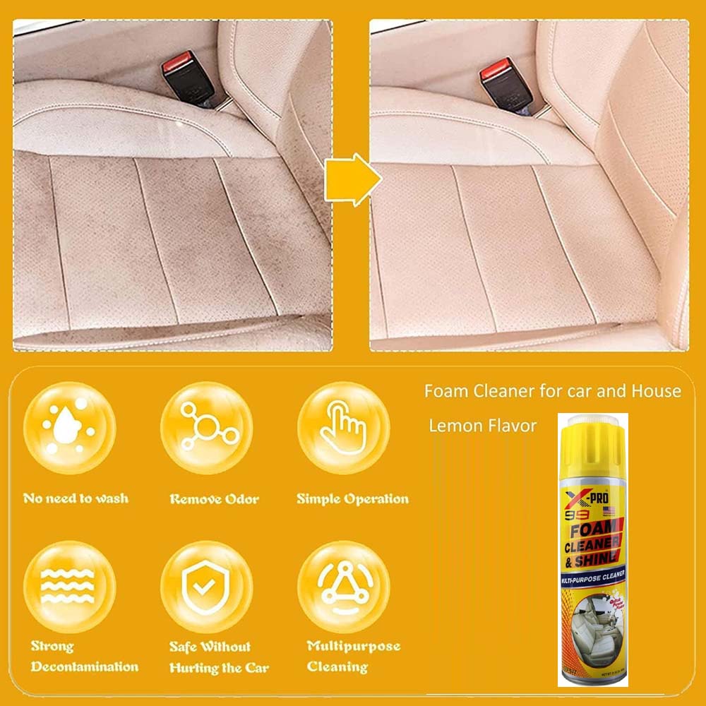 X-Pro Multi-Purpose Foam Cleaner & Shine - 600g, All-in-One Interior Restorer for Cars & Home, UV Protection, Removes Dirt & Grime Effortlessly