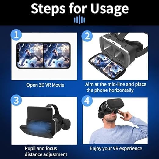 3D VR Glasses for Mobile Phones – Anti-Blue Light Virtual Reality Headset for Immersive Gaming & Entertainment | Compatible with iPhone & Android Nawazia