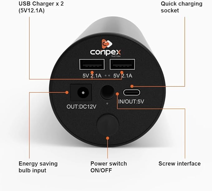 Multi-Functional Portable Power Supply | USB Rechargeable 12W Emergency Light for Camping & Tents Nawazia
