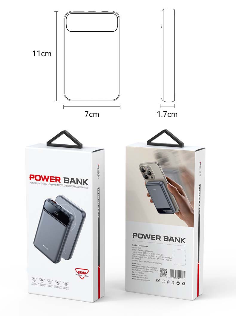 P50 20000mAh Power Bank – 15W Wireless Charger with PD Two-Way Fast Charging and Digital Display Nawazia
