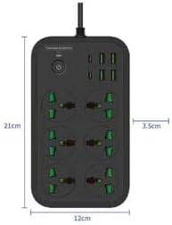 Protector Power Strip – 3000W with 6 Outlets, 4 USB PD Ports, Surge Protection, and Extension Cord for Home and Office Devices Nawazia