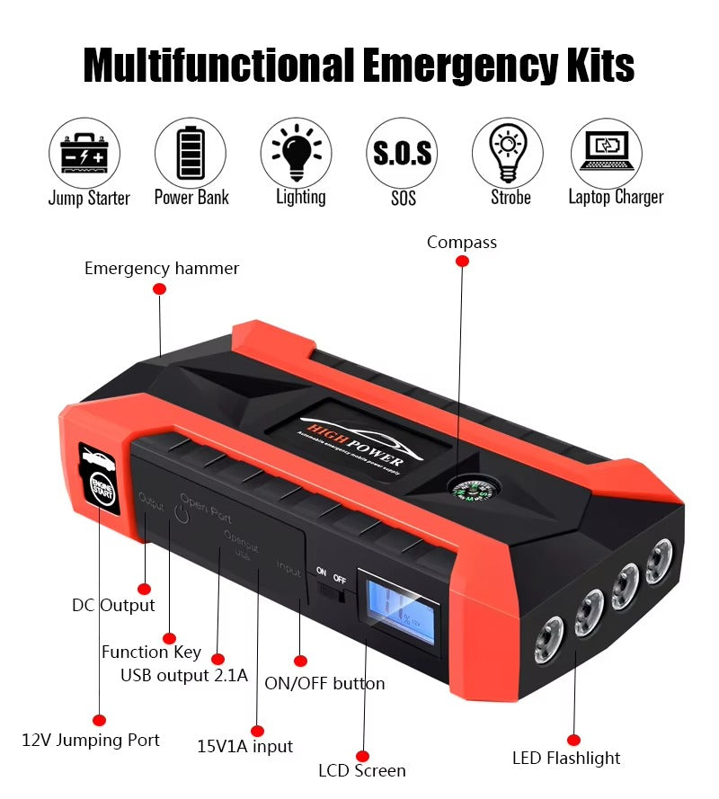 High Power 20000mAh Car Jump Starter & Portable Power Bank – Multi-Function, Safe, and Compact Nawazia