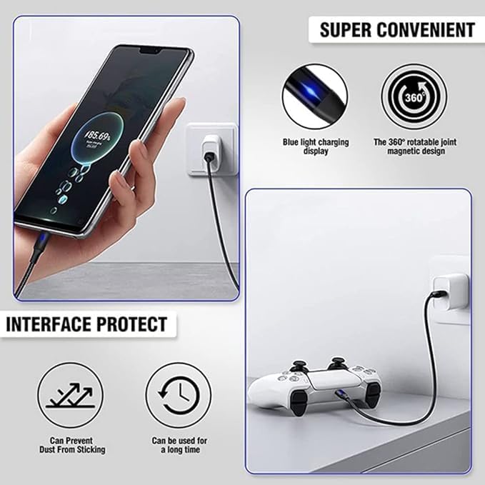 3-in-1 Magnetic Charging Cable | 3A Fast Charge | Micro USB, Type C & iProduct Compatible Nawazia