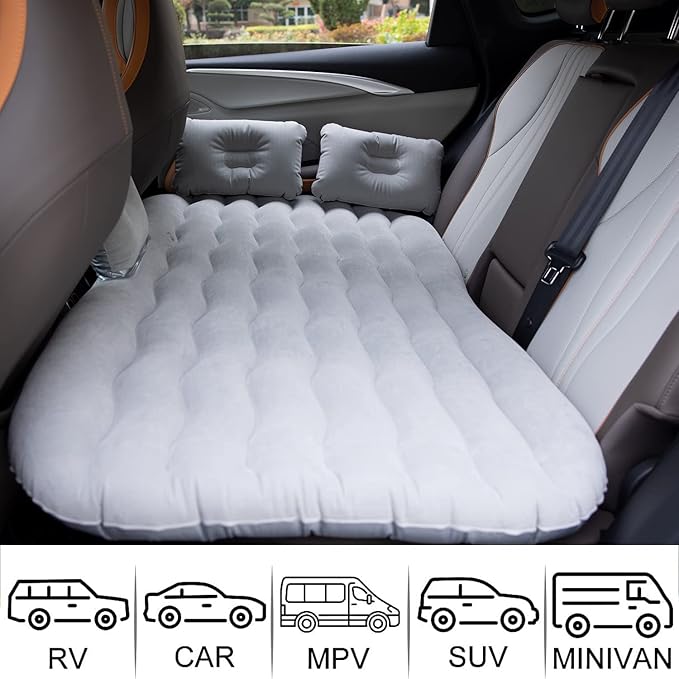 Car Air Mattress | Portable Inflatable Camping & Travel Bed | Comfortable Resting Mat for Car Backseat | Easy to Inflate & Store Nawazia