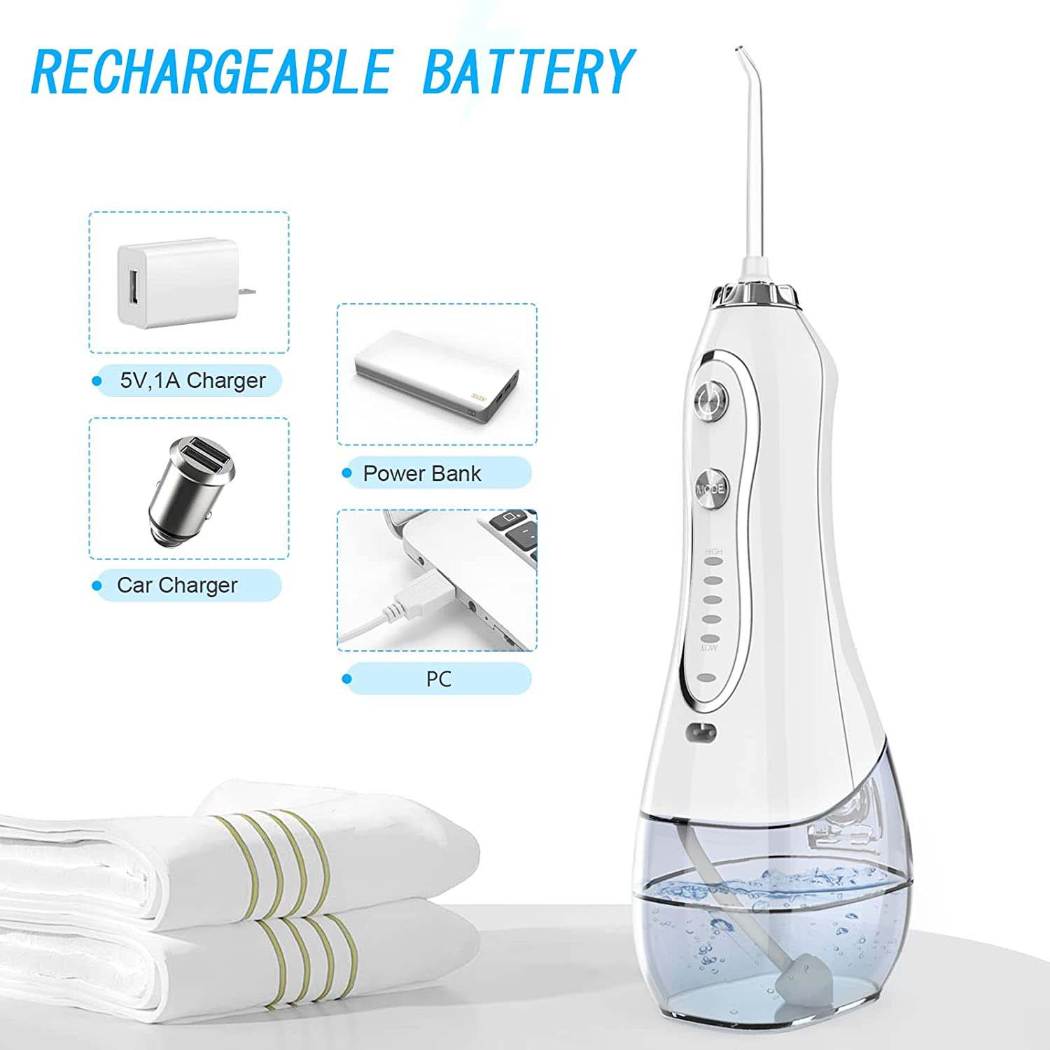 Portable Dental Water Flosser | 300ml Advanced Oral Care Device in White Edition Nawazia