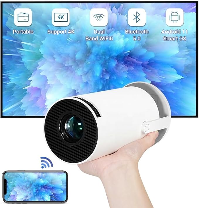 HY300 PRO 4K Projector – Android 11 Dual WiFi | 1080P & 1280x720P HD Home Theater for Premium Cinema Experience Nawazia