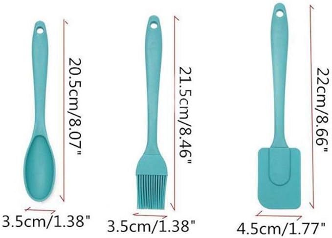 3-Piece Silicone Cooking Utensil Set | Spatula, Spoon & Brush | Heat Resistant for Baking & Cooking Nawazia
