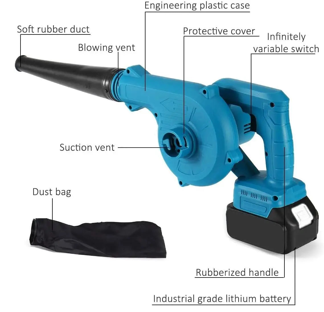 Cordless Leaf Blower | 21V 2-in-1 Blower Vacuum | Lightweight, Battery-Powered Handheld Air Blower for Leaves, Debris, and Dust Removal Nawazia