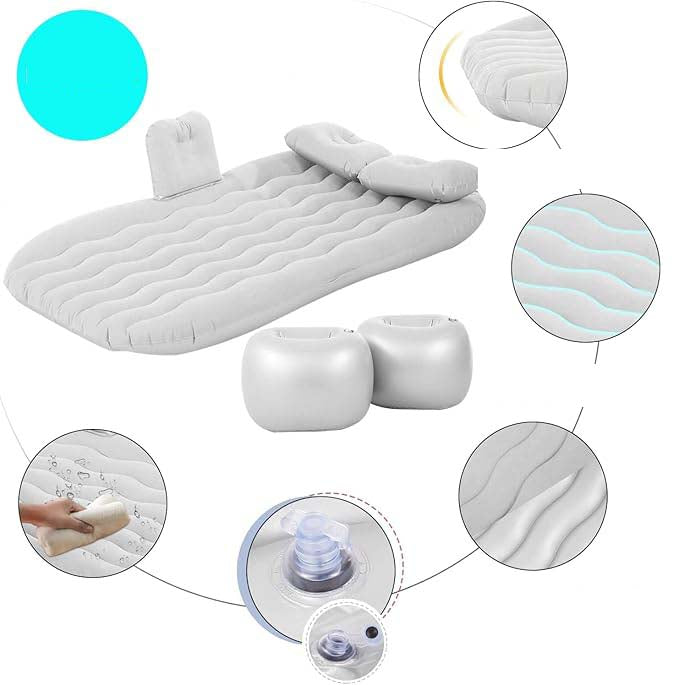 Car Air Mattress | Portable Inflatable Camping & Travel Bed | Comfortable Resting Mat for Car Backseat | Easy to Inflate & Store Nawazia