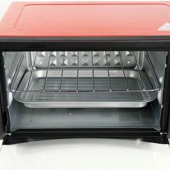 Multi-Function Electric Oven | 12L Mini Air Fryer Chicken Oven | Portable Tabletop Baking Oven with Bakeware & Rack | Stylish Red Compact Cake Oven Nawazia