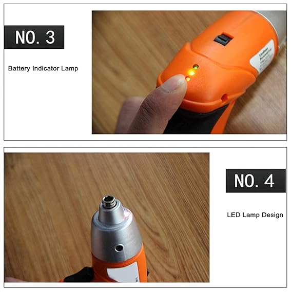 Rechargeable Electric Screwdriver | Cordless Screwdriver with Dual LED Light | 3.6V 1300mAh Li-ion Compact Tool Nawazia