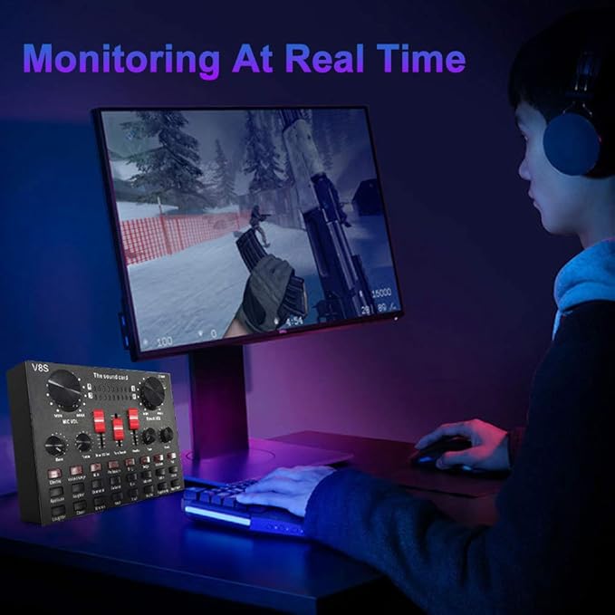 V8S Live Streaming Sound Adapter – High-Quality Audio Interface for Phones and Lap Microphones Nawazia