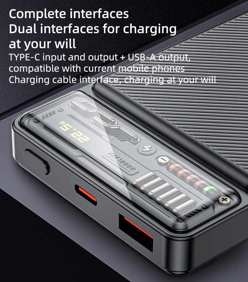 YP57 Fast Charging Power Bank – 10000mAh Dual Output with 15W + USB 22.5W and Transparent Battery Display Nawazia