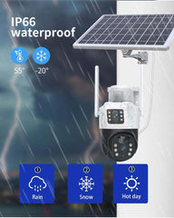 4G LTE Solar Battery Outdoor Camera | HD 4MP | Full-Color Night Vision | Motion Alerts | Sound/Light Warning | IP66 Waterproof | Cloud/TF Card Storage