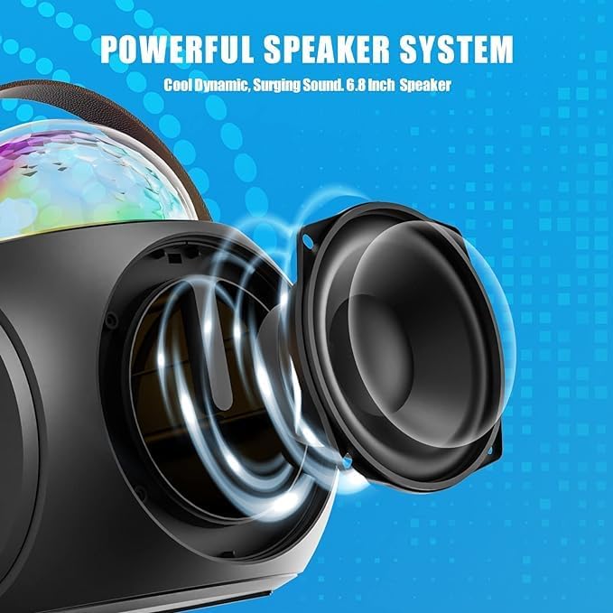 Karaoke Machine – Bluetooth Speaker, UHF Wireless Mics & Disco Ball Lights for Ultimate Party Fun Nawazia