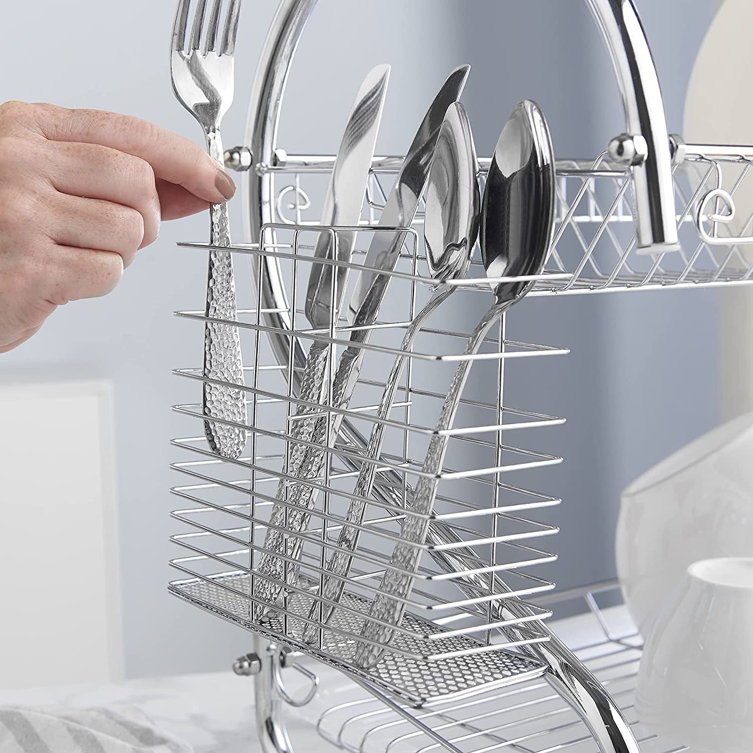 New Arrival 2-Layer Kitchen Dish Rack | Stainless Steel Dish Drainer & Plate Holder with Utensil Organizer Nawazia