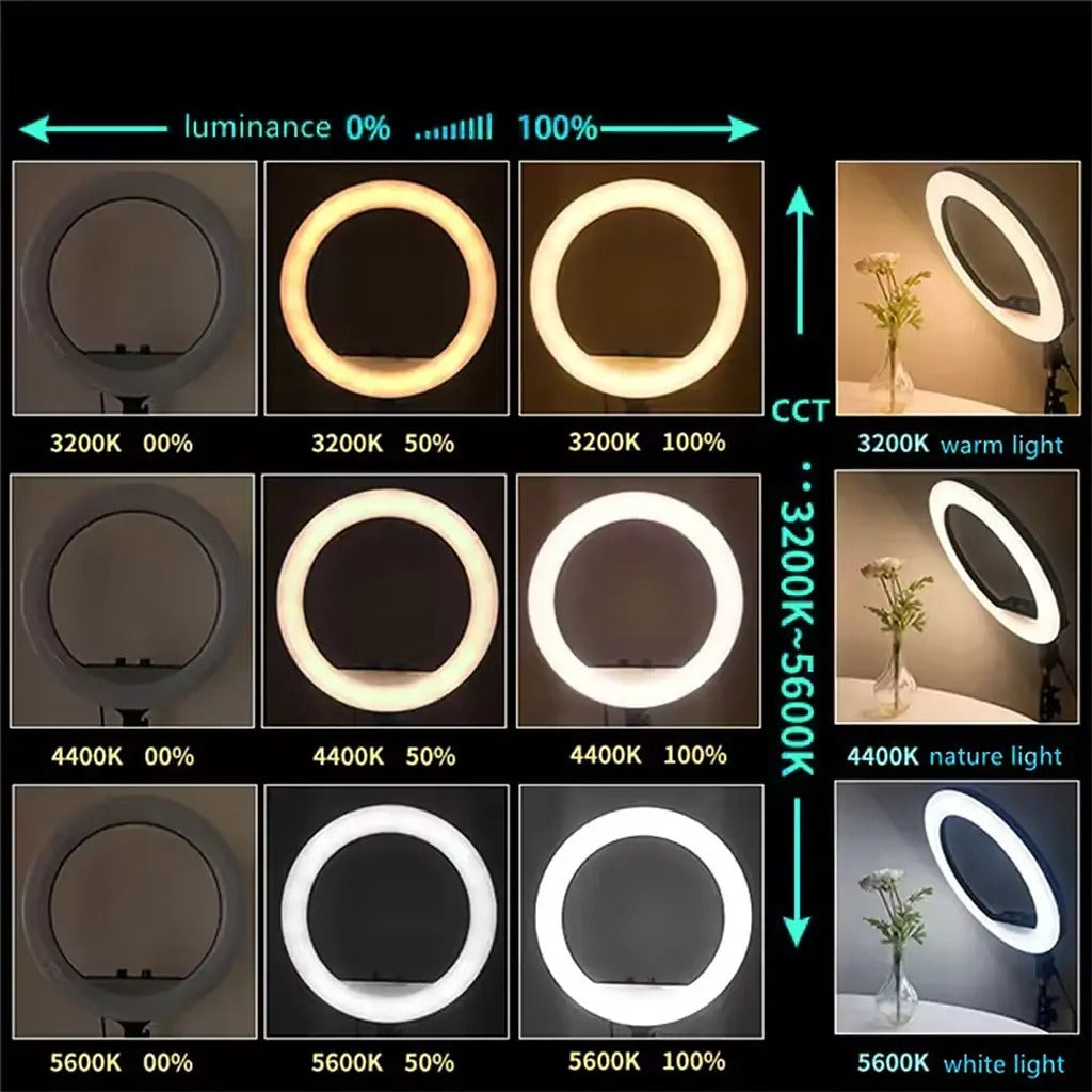 14-Inch Selfie Ring Light & Tripod – Adjustable Lighting with 3 Phone Holders Nawazia