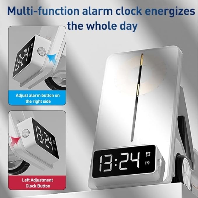 T20 Multifunctional Wireless Charging Station – 5-in-1 Fast Charger with Alarm Clock, Multi-Device Compatibility (Multi) Nawazia