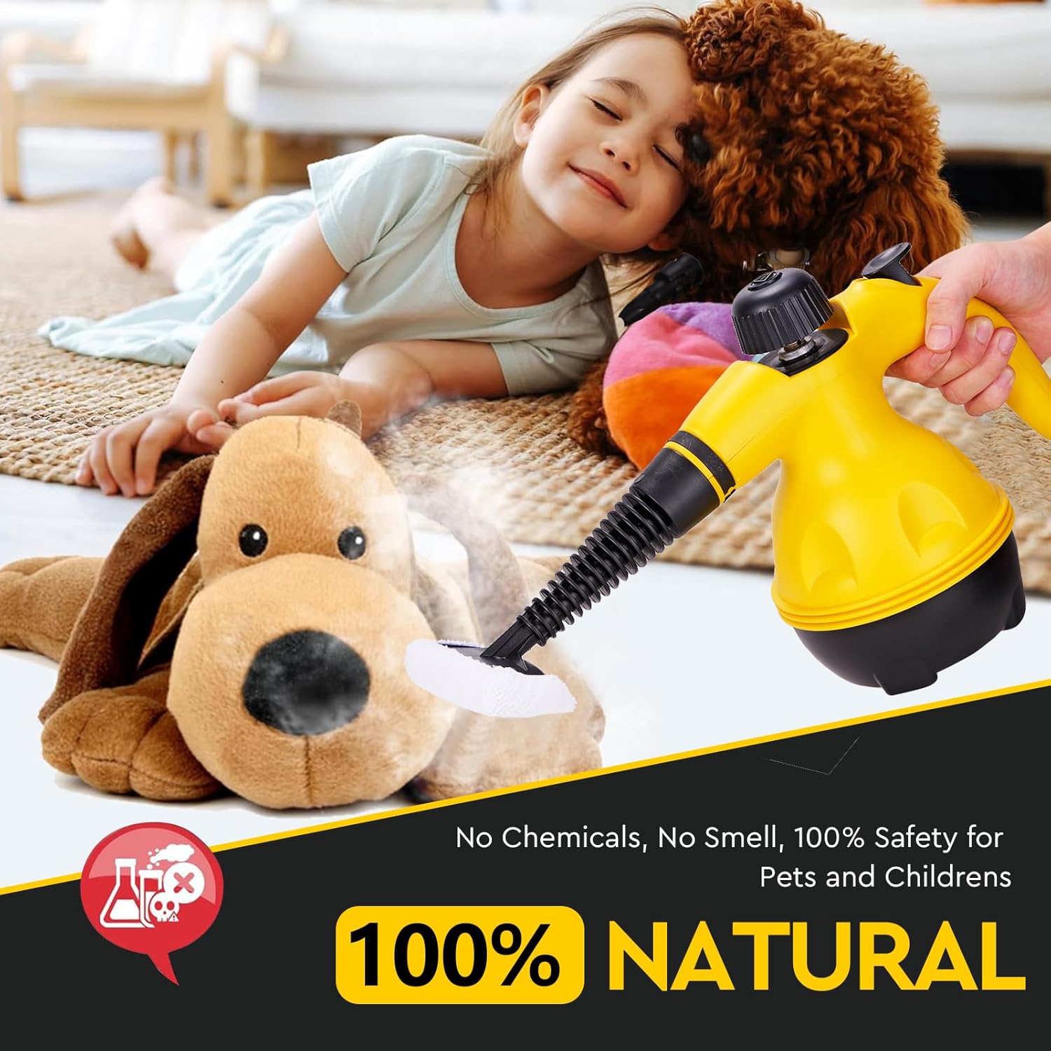 Powerful Pressurized Handheld Steam Cleaner - 9-Piece Kit for Multi-Surface Cleaning: Kitchen, Bathroom, Car, Windows, and Tough Grime Removal Nawazia