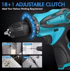 Cordless Drill Driver Set | Brushless Motor Screwdriver | 2 Lithium Batteries & Carry Box | Variable Speed Electric Drill for DIY, Home, and Professional Use Nawazia
