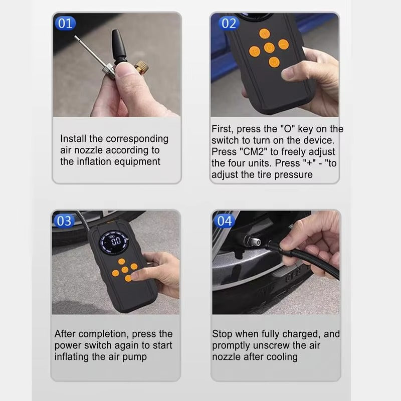 Portable 12V 150PSI Wireless Car Air Compressor | LED Display & Automatic Shut-Off | Compact Tire Inflator for Cars, Bikes & Sports Equipment Nawazia