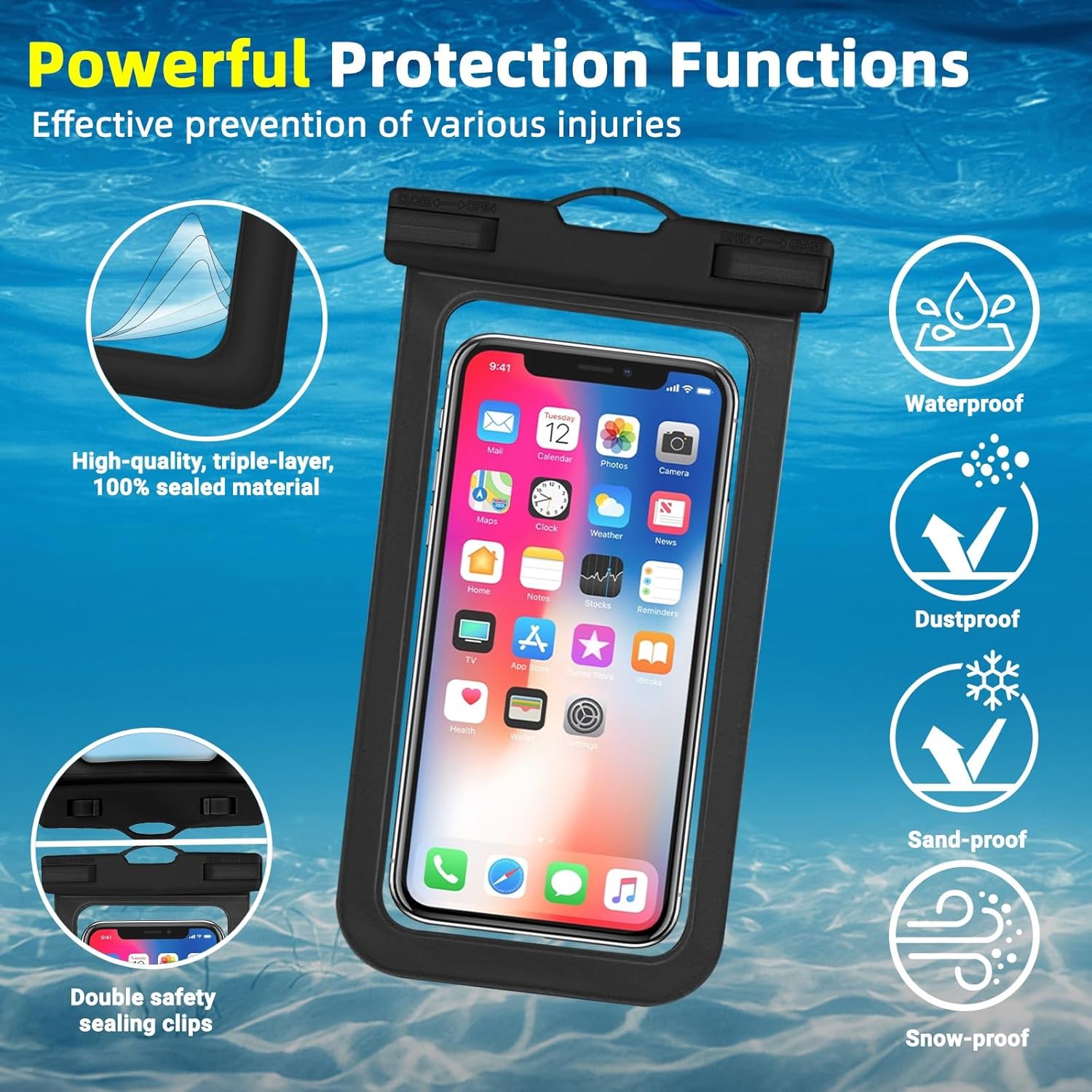 Waterproof Phone Pouch | IPX8 Waterproof Cell Phone Case | Universal Dry Bag for All Mobile Phones | Essential for Beach, Water Sports, & Outdoor Activities Nawazia