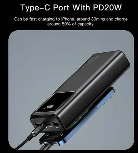 P30 20000mAh Fast Charging Power Bank – Versatile Portable Charger with Multi-Device Support Nawazia