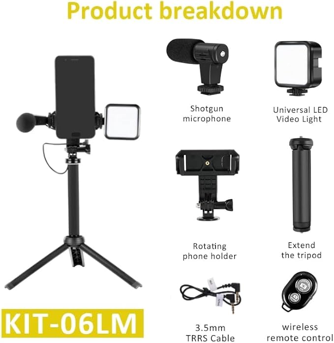 Live Set Fill Light Selfie Stick Tripod – Foldable, with Microphone & Adjustable Lighting Nawazia