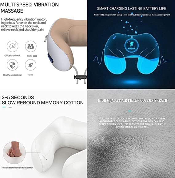 Neck U-Shaped Vibrating Travel Massage Pillow | Ultimate Comfort & Relaxation | Portable for Travel & Home Use Nawazia