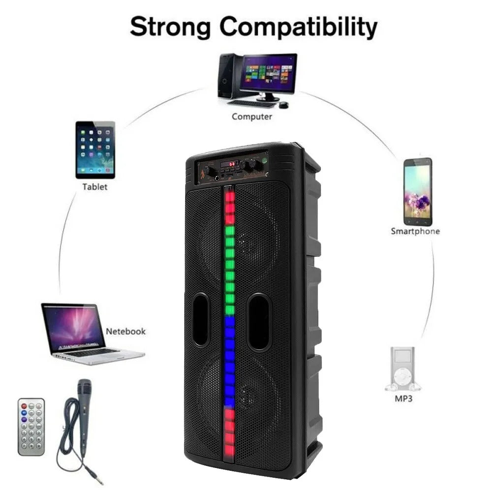 Portable 8-Inch Trolley Speaker – Bluetooth, Powerful Bass, USB/AUX Connectivity for Outdoor Events Nawazia