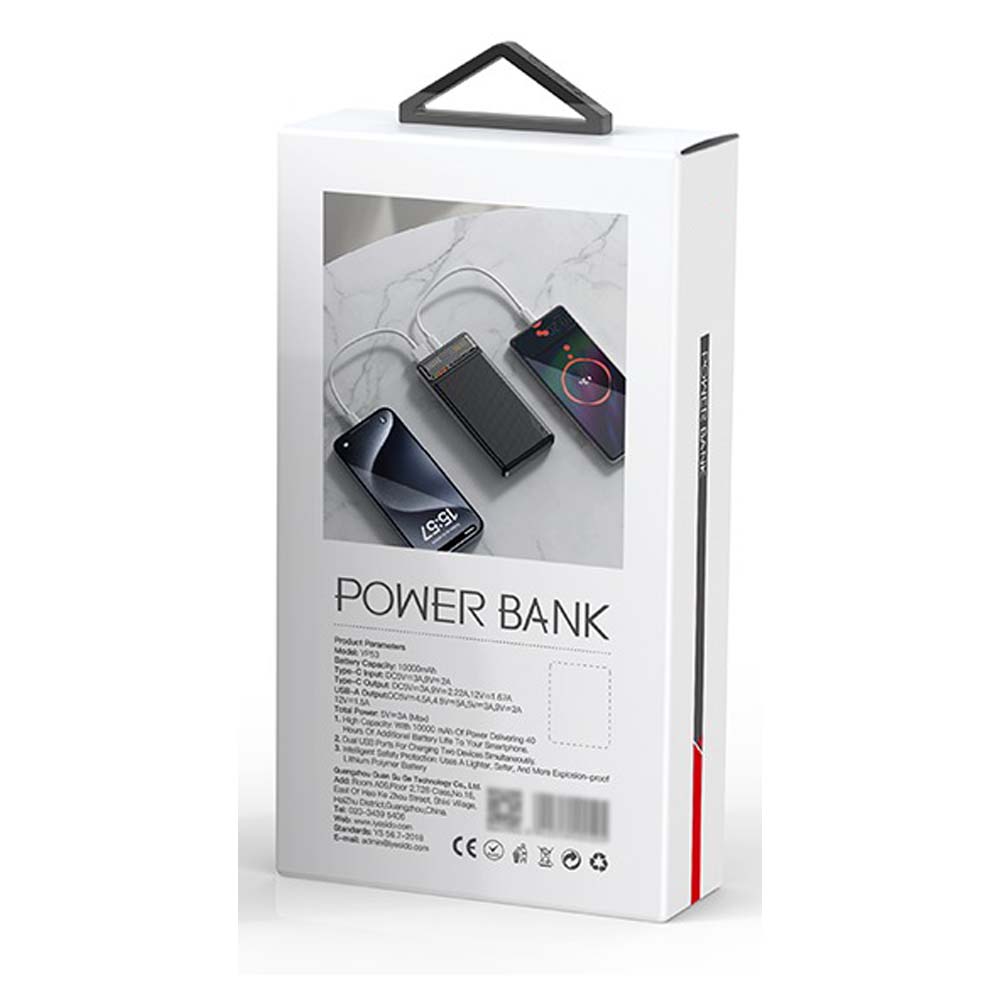 YP57 Fast Charging Power Bank – 10000mAh Dual Output with 15W + USB 22.5W and Transparent Battery Display Nawazia